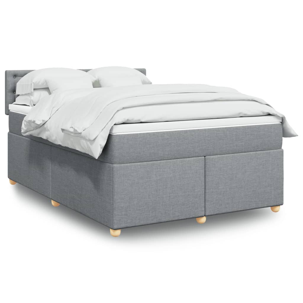 Κρεβάτι Boxspring με Στρώμα Ανοιχτό Γκρι 140x200 εκ. Υφασμάτινο