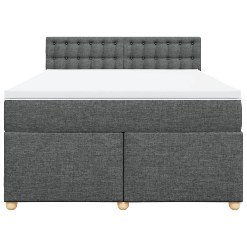 Κρεβάτι Boxspring με Στρώμα Σκούρο Γκρι 140x200 εκ Υφασμάτινο