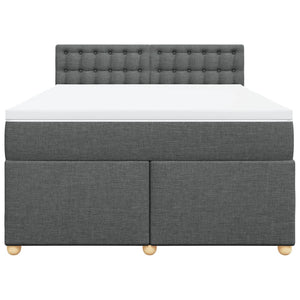 Κρεβάτι Boxspring με Στρώμα Σκούρο Γκρι 140x200 εκ Υφασμάτινο