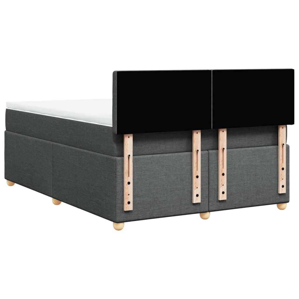 Κρεβάτι Boxspring με Στρώμα Σκούρο Γκρι 140x200 εκ Υφασμάτινο