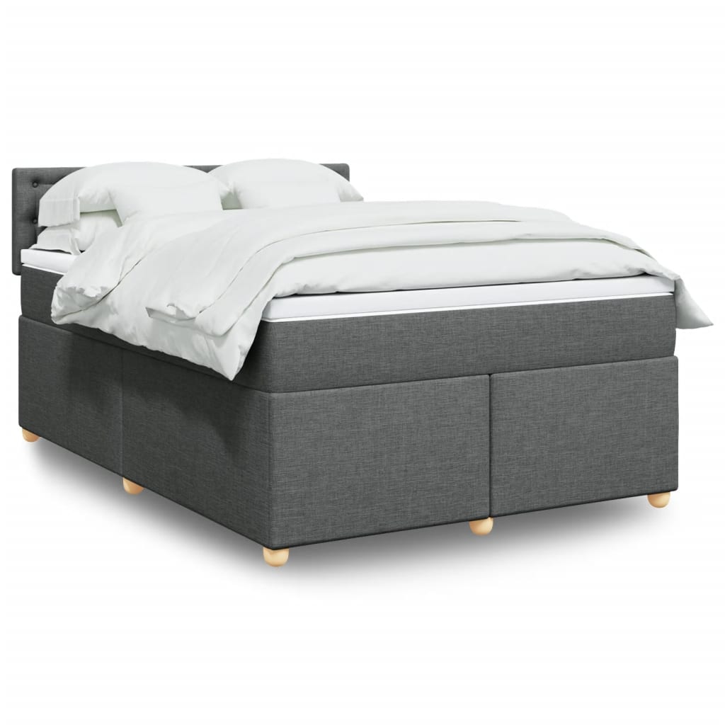 Κρεβάτι Boxspring με Στρώμα Σκούρο Γκρι 140x200 εκ Υφασμάτινο