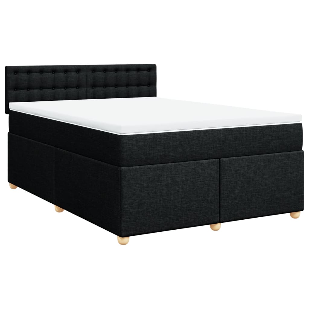 Κρεβάτι Boxspring με Στρώμα Μαύρο 140x200 εκ. Υφασμάτινο