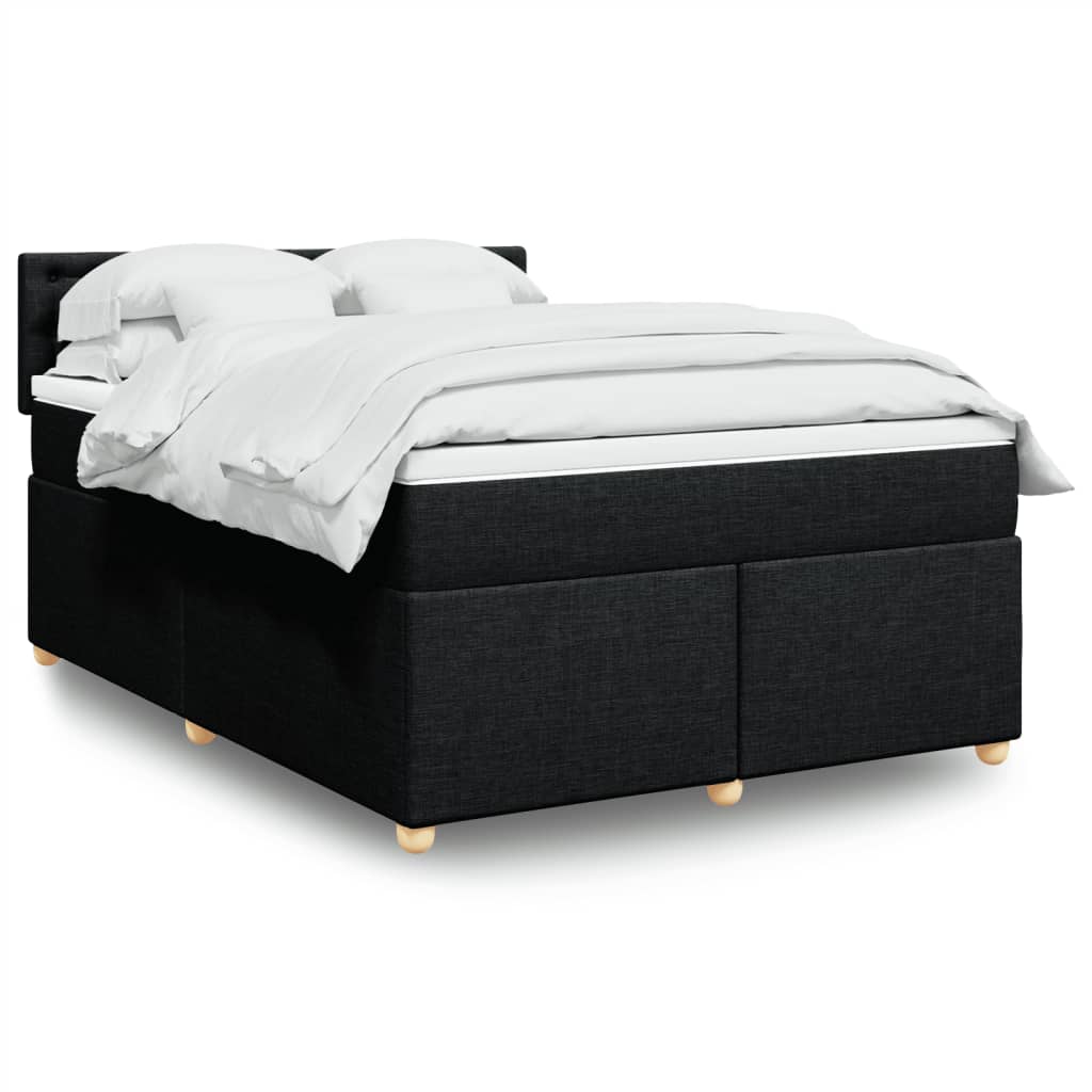 Κρεβάτι Boxspring με Στρώμα Μαύρο 140x200 εκ. Υφασμάτινο