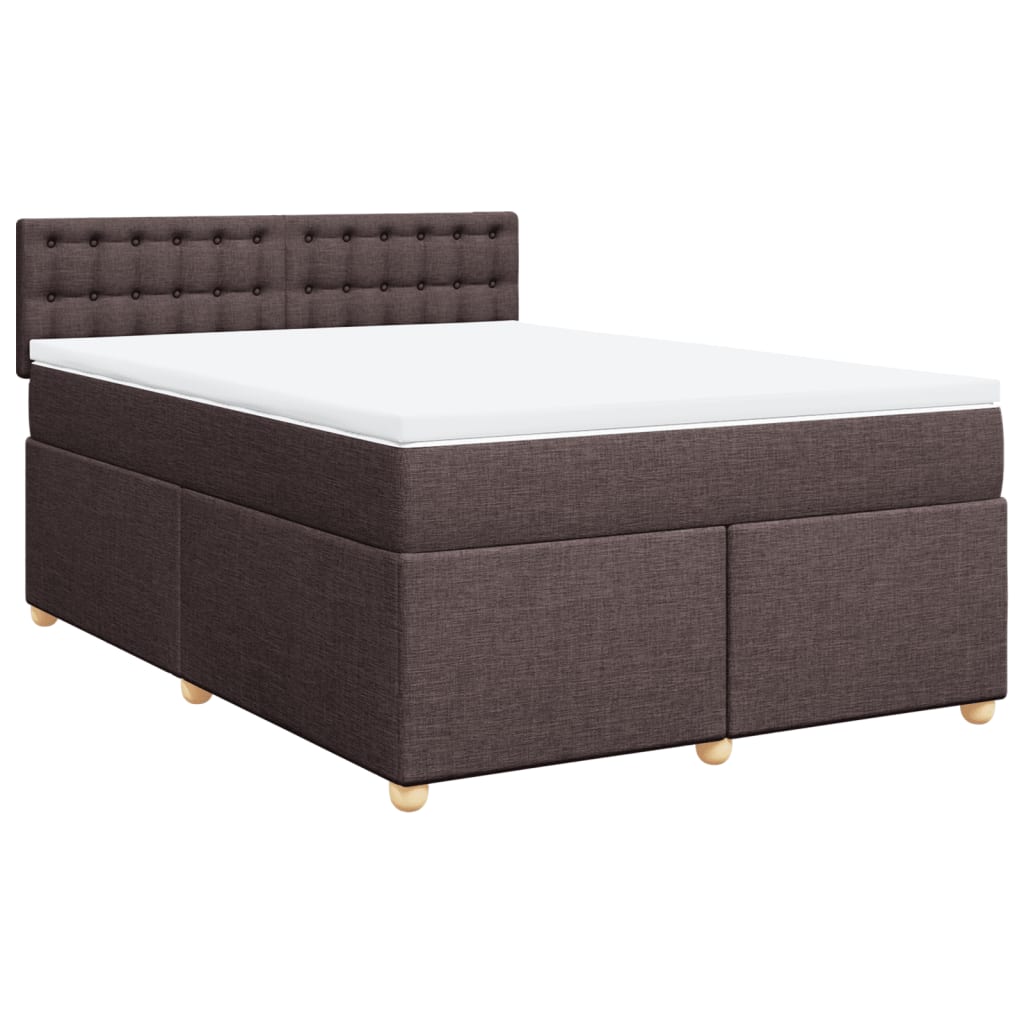 Κρεβάτι Boxspring με Στρώμα Σκούρο Καφέ 140x200 εκ Υφασμάτινο - Pakobazaar
