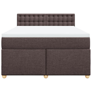 Κρεβάτι Boxspring με Στρώμα Σκούρο Καφέ 140x200 εκ Υφασμάτινο - Pakobazaar