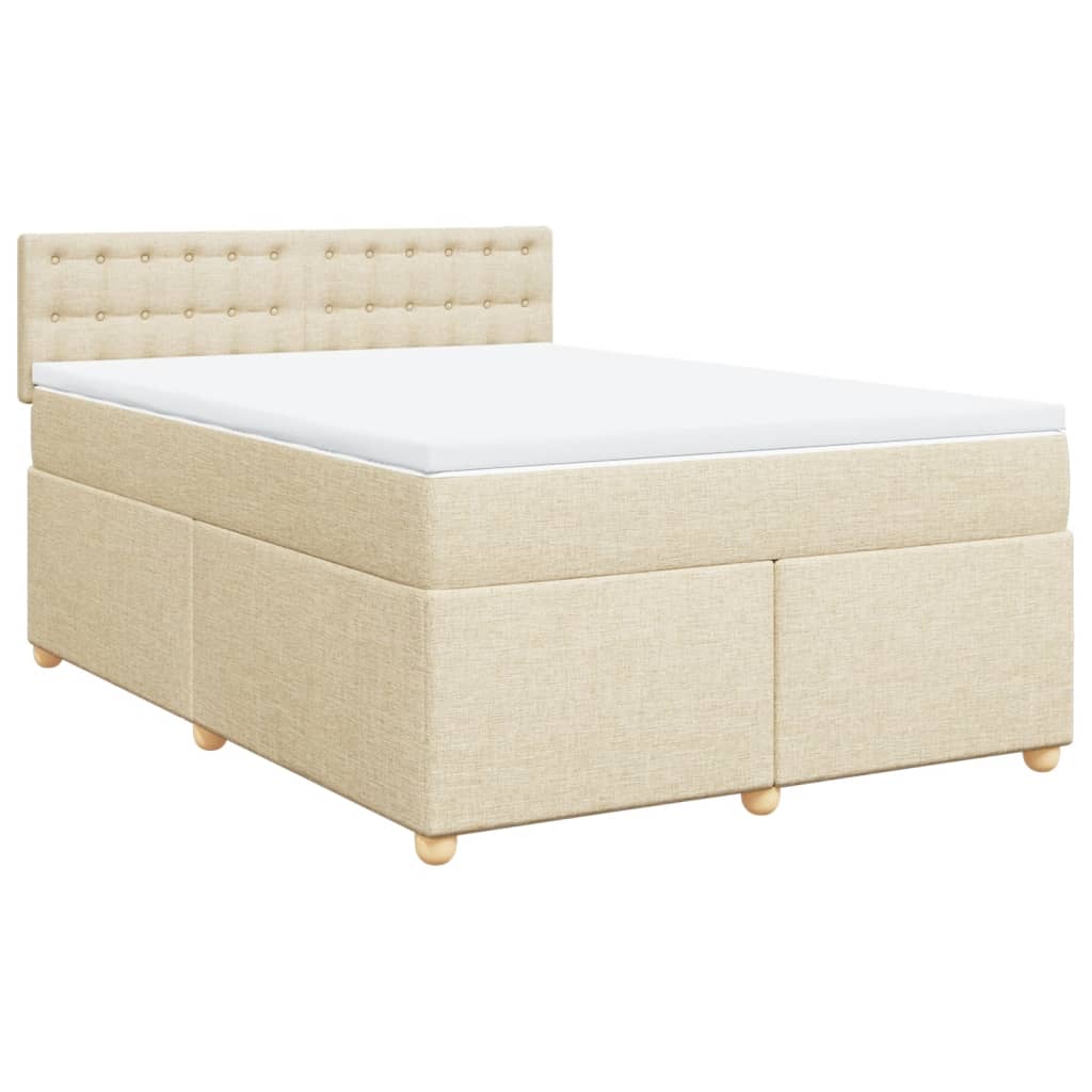Κρεβάτι Boxspring με Στρώμα Κρεμ 140x200 εκ. Υφασμάτινο - Pakobazaar