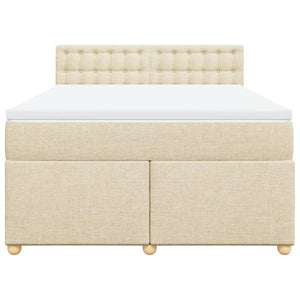 Κρεβάτι Boxspring με Στρώμα Κρεμ 140x200 εκ. Υφασμάτινο - Pakobazaar