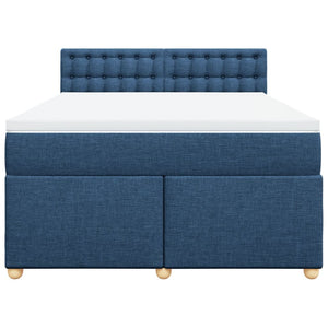 Κρεβάτι Boxspring με Στρώμα Μπλε 140x200 εκ. Υφασμάτινο - Pakobazaar