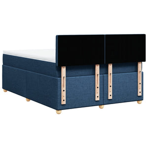Κρεβάτι Boxspring με Στρώμα Μπλε 140x200 εκ. Υφασμάτινο - Pakobazaar