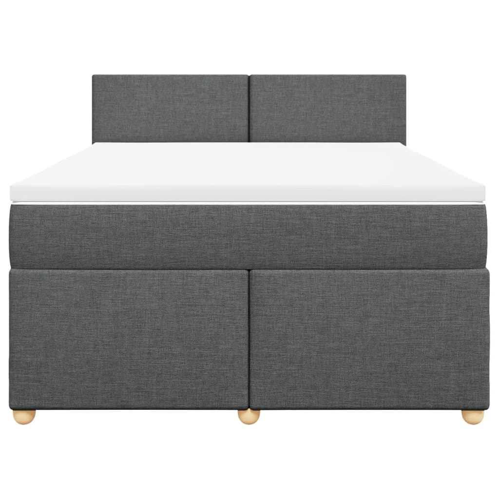 Κρεβάτι Boxspring με Στρώμα Σκούρο Γκρι 160x200 εκ Υφασμάτινο - Pakobazaar