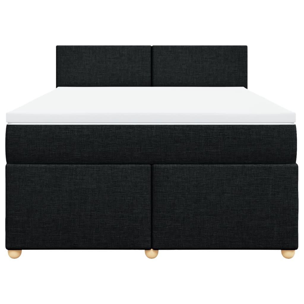 Κρεβάτι Boxspring με Στρώμα Μαύρο 160x200 εκ. Υφασμάτινο - Pakobazaar