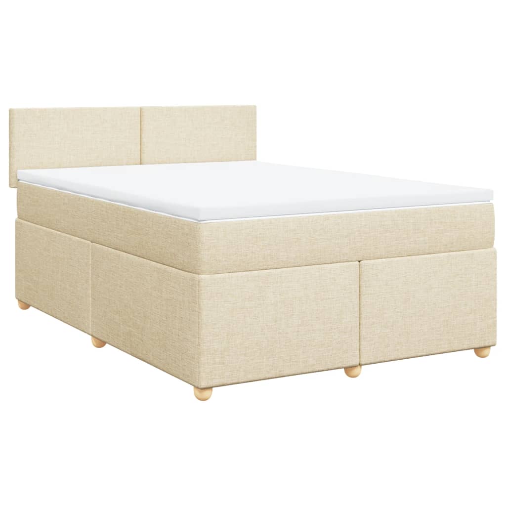 Κρεβάτι Boxspring με Στρώμα Κρεμ 160x200 εκ. Υφασμάτινο - Pakobazaar