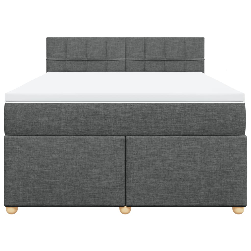Κρεβάτι Boxspring με Στρώμα Σκούρο Γκρι 160x200 εκ Υφασμάτινο - Pakobazaar