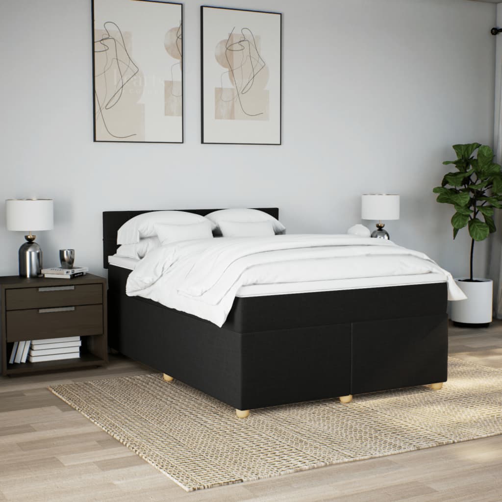 Κρεβάτι Boxspring με Στρώμα Μαύρο 160x200 εκ. Υφασμάτινο - Pakobazaar