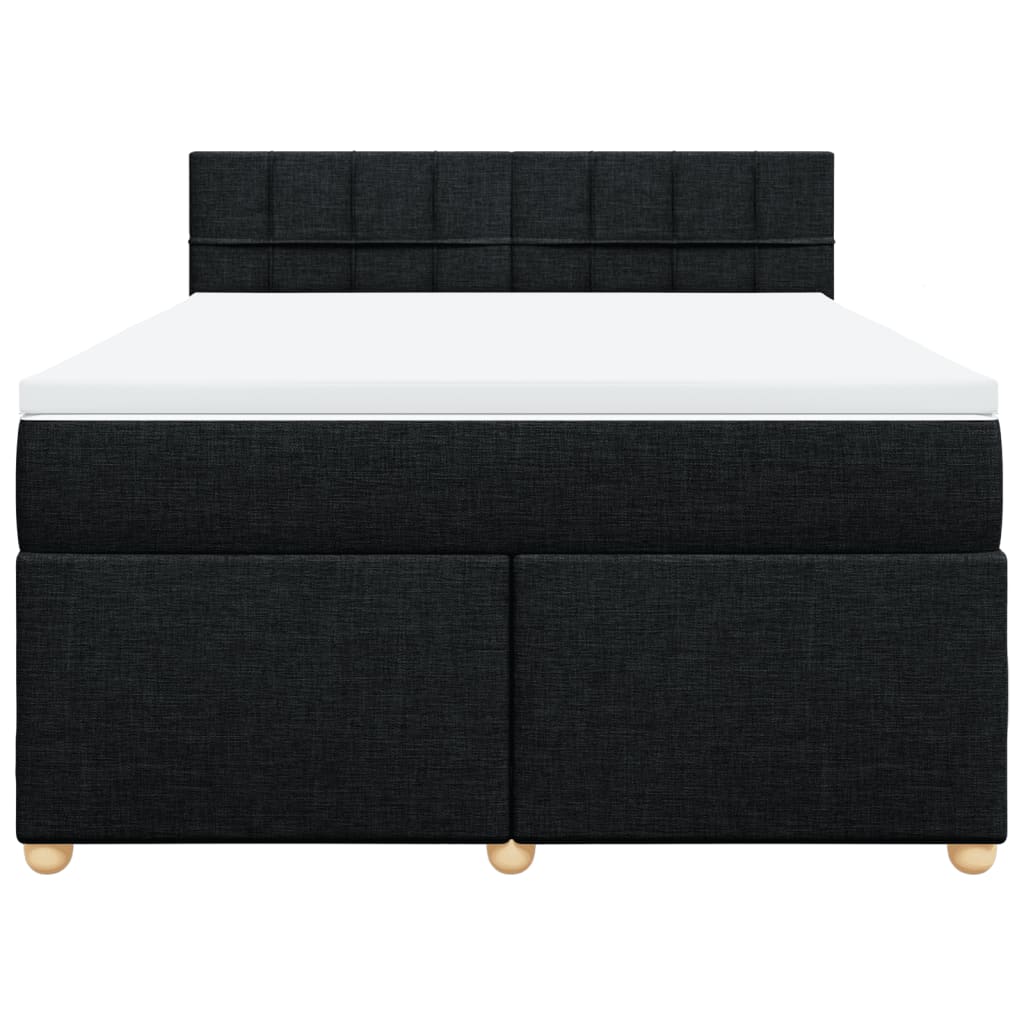 Κρεβάτι Boxspring με Στρώμα Μαύρο 160x200 εκ. Υφασμάτινο - Pakobazaar