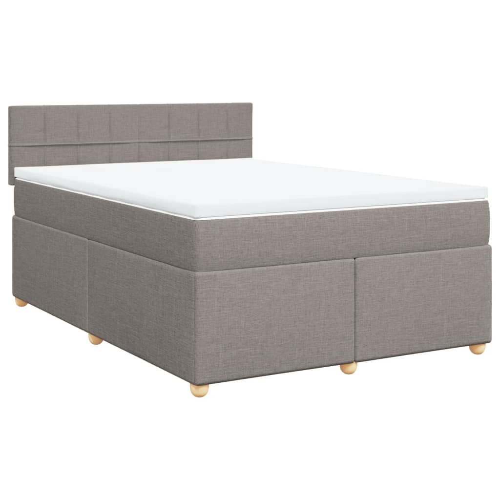 Κρεβάτι Boxspring με Στρώμα Taupe 160x200 εκ. Υφασμάτινο - Pakobazaar