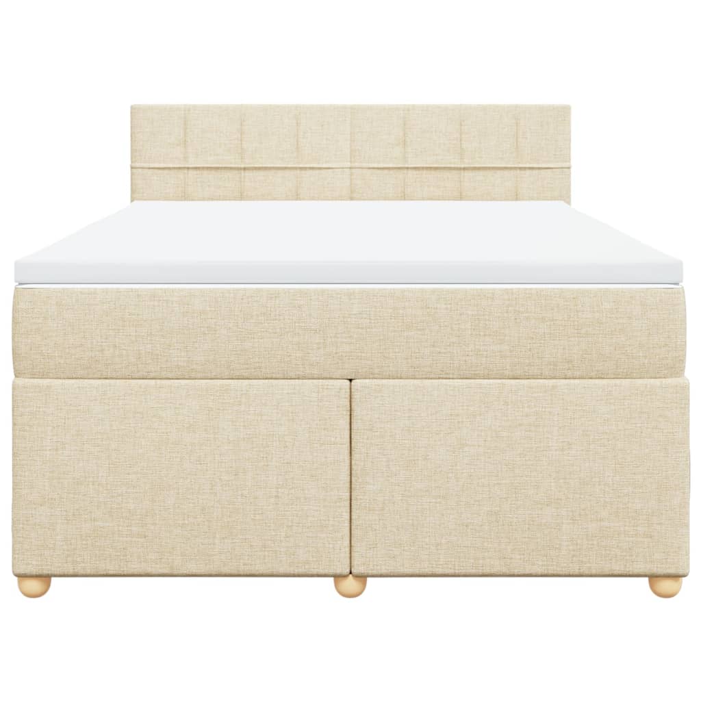 Κρεβάτι Boxspring με Στρώμα Κρεμ 160x200 εκ. Υφασμάτινο - Pakobazaar