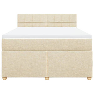 Κρεβάτι Boxspring με Στρώμα Κρεμ 160x200 εκ. Υφασμάτινο - Pakobazaar