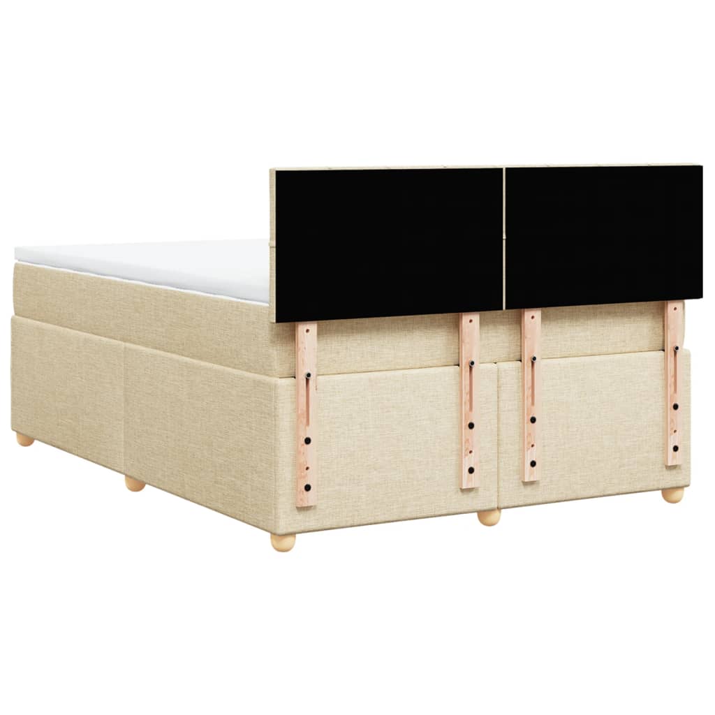 Κρεβάτι Boxspring με Στρώμα Κρεμ 160x200 εκ. Υφασμάτινο - Pakobazaar