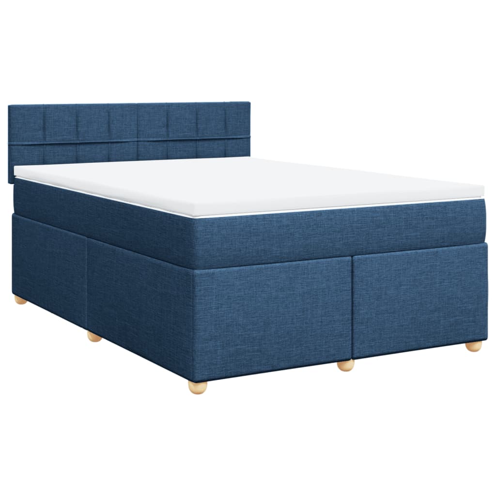 Κρεβάτι Boxspring με Στρώμα Μπλε 160x200 εκ. Υφασμάτινο - Pakobazaar