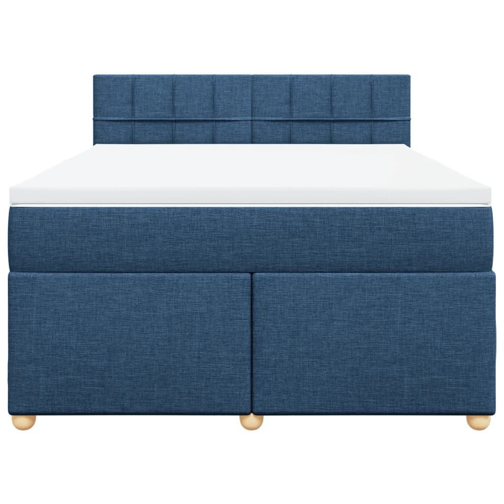 Κρεβάτι Boxspring με Στρώμα Μπλε 160x200 εκ. Υφασμάτινο - Pakobazaar