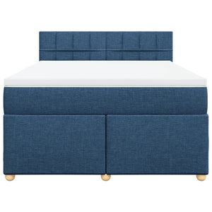 Κρεβάτι Boxspring με Στρώμα Μπλε 160x200 εκ. Υφασμάτινο - Pakobazaar
