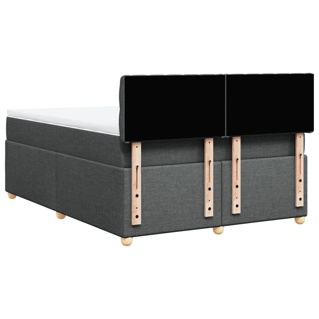 Κρεβάτι Boxspring με Στρώμα Σκούρο Γκρι 160x200 εκ Υφασμάτινο - Pakobazaar