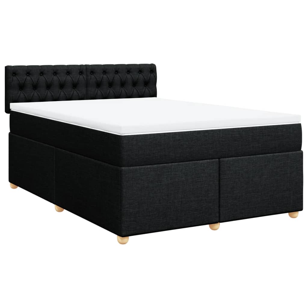 Κρεβάτι Boxspring με Στρώμα Μαύρο 160x200 εκ. Υφασμάτινο - Pakobazaar