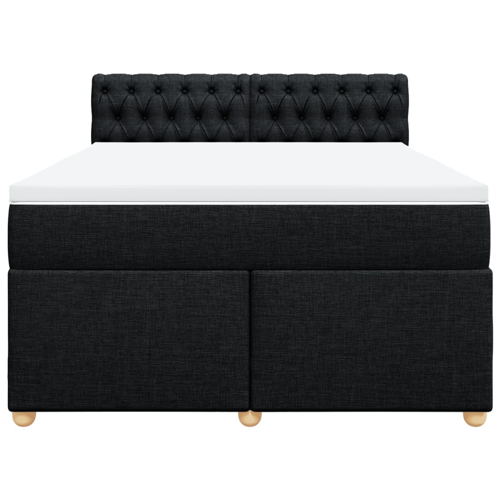 Κρεβάτι Boxspring με Στρώμα Μαύρο 160x200 εκ. Υφασμάτινο - Pakobazaar