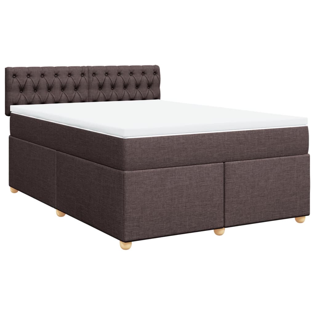 Κρεβάτι Boxspring με Στρώμα Σκούρο Καφέ 160x200 εκ Υφασμάτινο - Pakobazaar