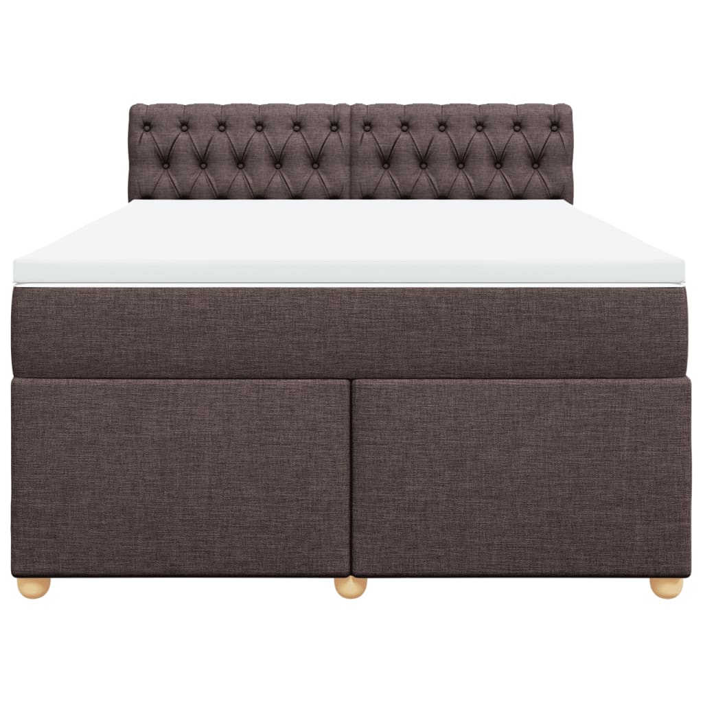 Κρεβάτι Boxspring με Στρώμα Σκούρο Καφέ 160x200 εκ Υφασμάτινο - Pakobazaar