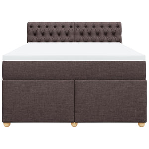 Κρεβάτι Boxspring με Στρώμα Σκούρο Καφέ 160x200 εκ Υφασμάτινο - Pakobazaar