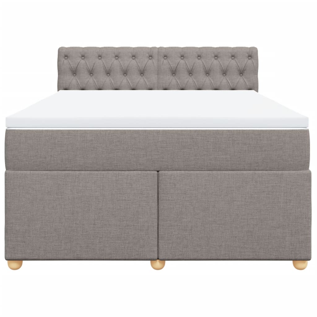 Κρεβάτι Boxspring με Στρώμα Taupe 160x200 εκ. Υφασμάτινο - Pakobazaar