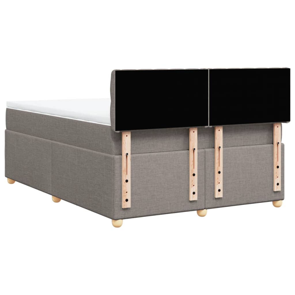 Κρεβάτι Boxspring με Στρώμα Taupe 160x200 εκ. Υφασμάτινο - Pakobazaar
