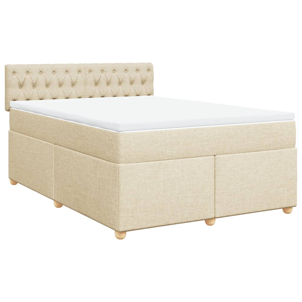 Κρεβάτι Boxspring με Στρώμα Κρεμ 160x200 εκ. Υφασμάτινο - Pakobazaar