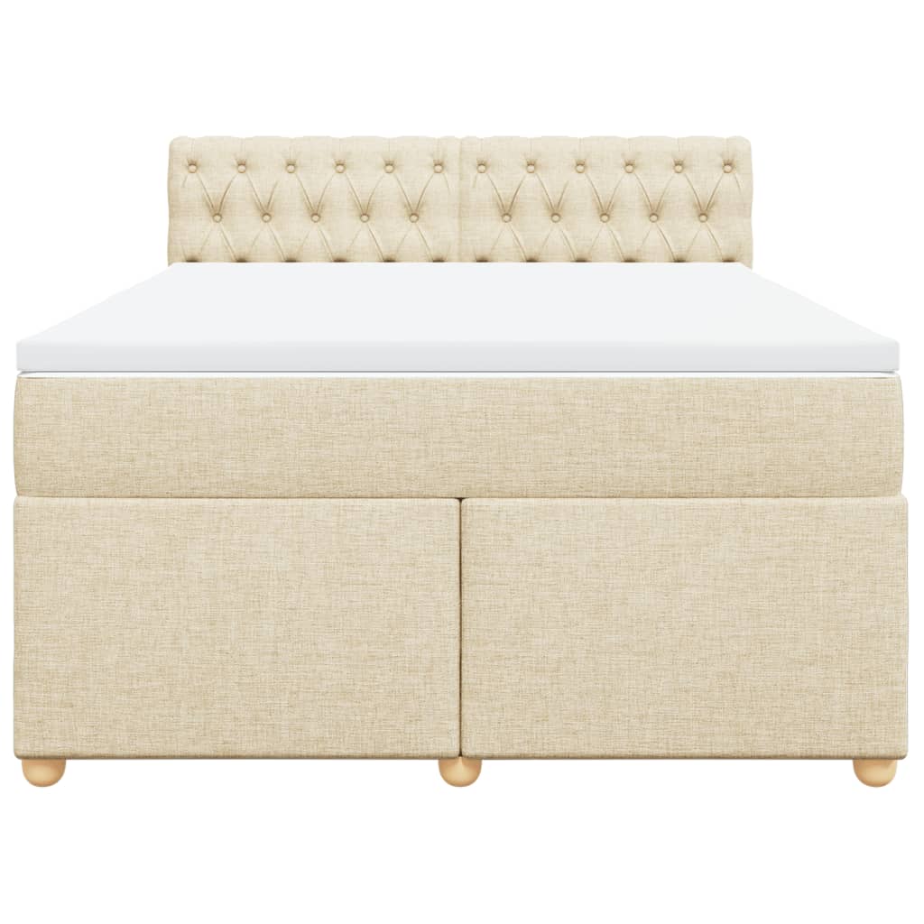 Κρεβάτι Boxspring με Στρώμα Κρεμ 160x200 εκ. Υφασμάτινο - Pakobazaar