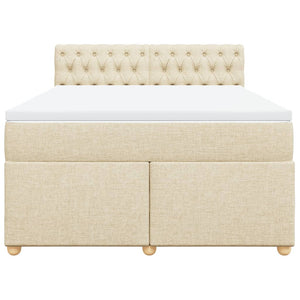 Κρεβάτι Boxspring με Στρώμα Κρεμ 160x200 εκ. Υφασμάτινο - Pakobazaar