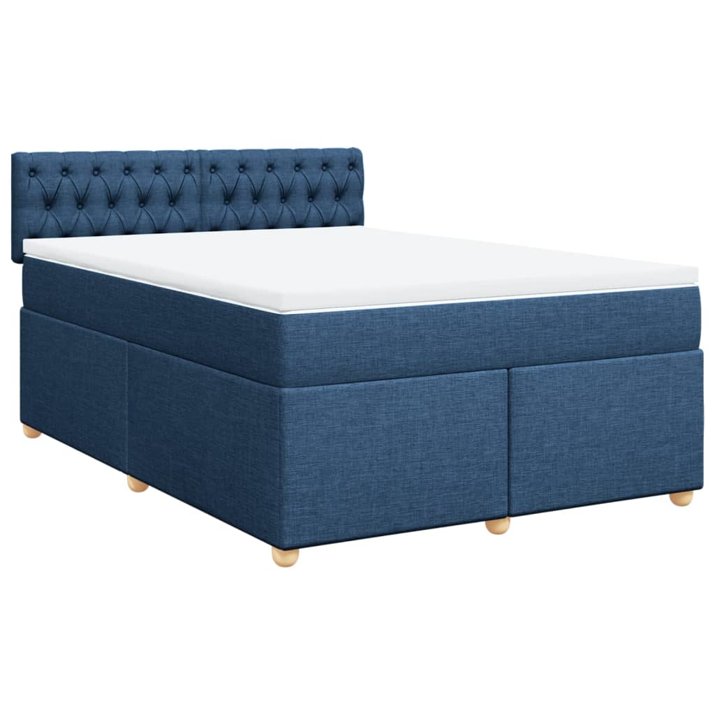 Κρεβάτι Boxspring με Στρώμα Μπλε 160x200 εκ. Υφασμάτινο - Pakobazaar
