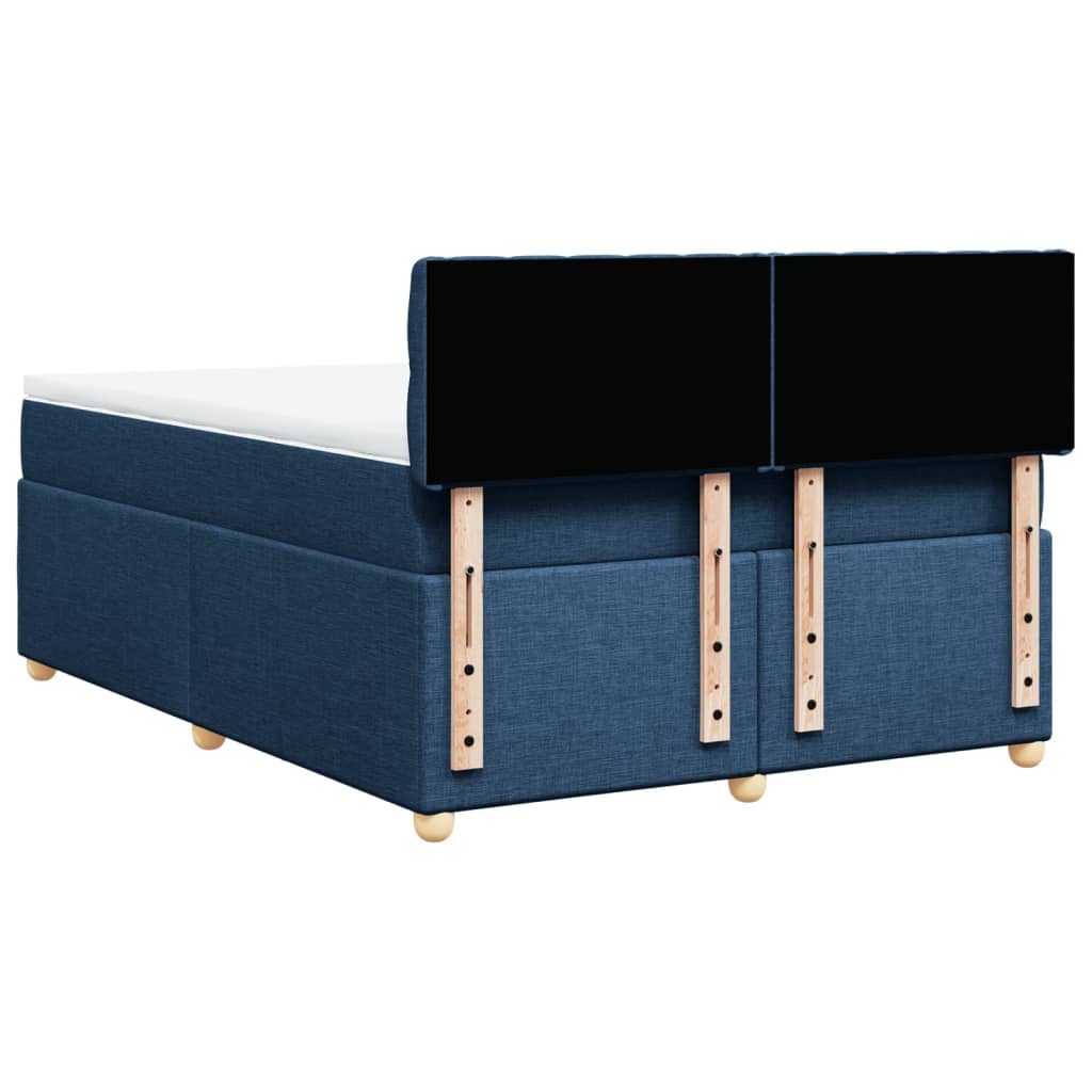 Κρεβάτι Boxspring με Στρώμα Μπλε 160x200 εκ. Υφασμάτινο - Pakobazaar