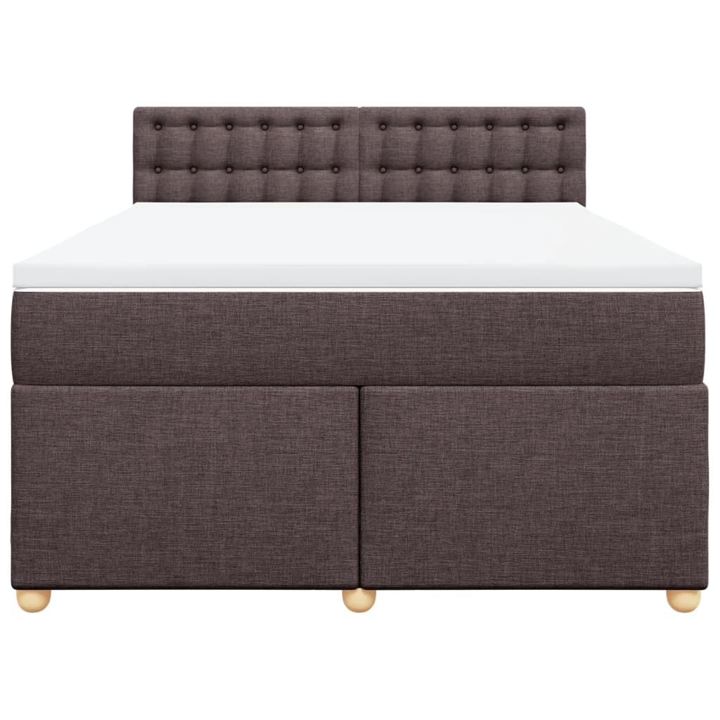 Κρεβάτι Boxspring με Στρώμα Σκούρο Καφέ 160x200 εκ Υφασμάτινο - Pakobazaar