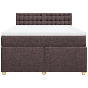 Κρεβάτι Boxspring με Στρώμα Σκούρο Καφέ 160x200 εκ Υφασμάτινο - Pakobazaar
