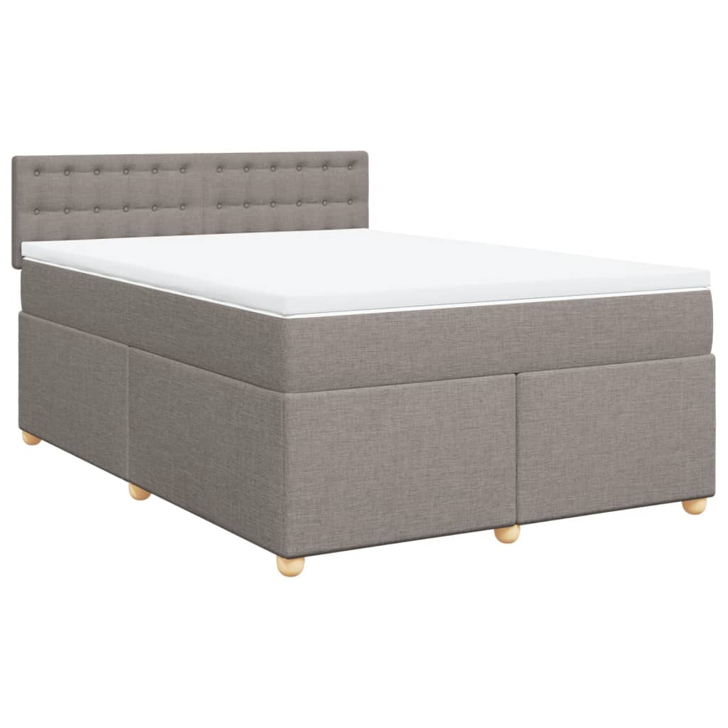 Κρεβάτι Boxspring με Στρώμα Taupe 160x200 εκ. Υφασμάτινο - Pakobazaar