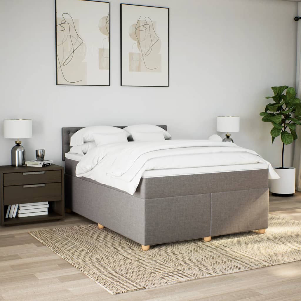 Κρεβάτι Boxspring με Στρώμα Taupe 160x200 εκ. Υφασμάτινο - Pakobazaar