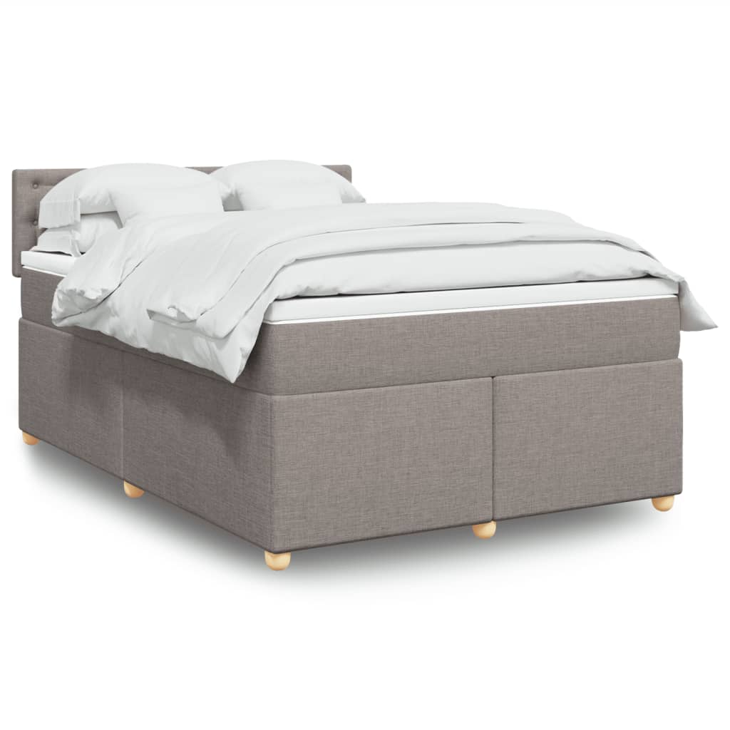 Κρεβάτι Boxspring με Στρώμα Taupe 160x200 εκ. Υφασμάτινο - Pakobazaar