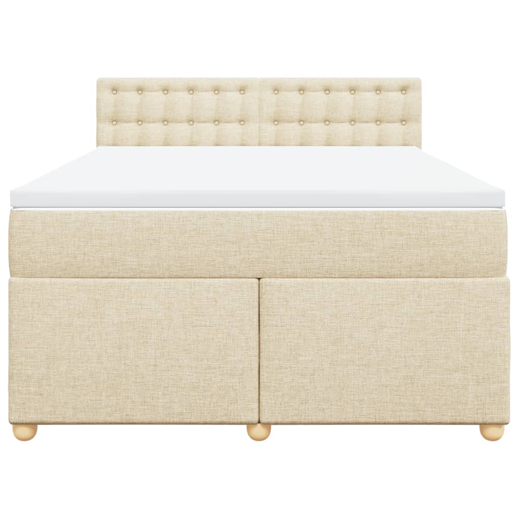 Κρεβάτι Boxspring με Στρώμα Κρεμ 160x200 εκ. Υφασμάτινο - Pakobazaar