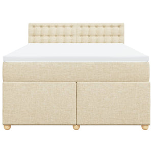 Κρεβάτι Boxspring με Στρώμα Κρεμ 160x200 εκ. Υφασμάτινο - Pakobazaar