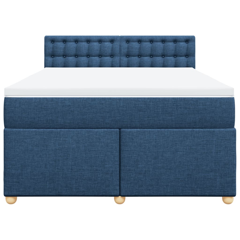 Κρεβάτι Boxspring με Στρώμα Μπλε 160x200 εκ. Υφασμάτινο - Pakobazaar