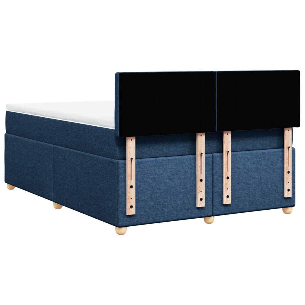 Κρεβάτι Boxspring με Στρώμα Μπλε 160x200 εκ. Υφασμάτινο - Pakobazaar