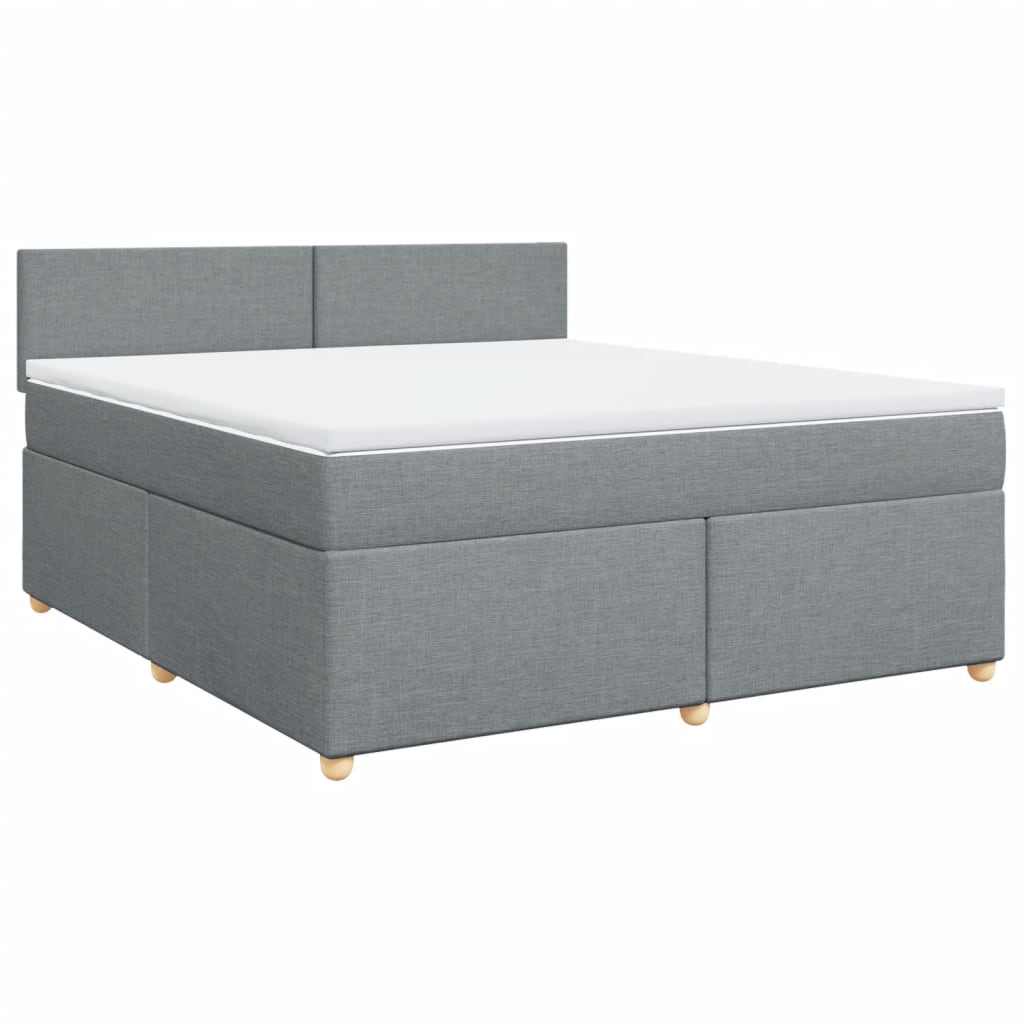 Κρεβάτι Boxspring με Στρώμα Ανοιχτό Γκρι 180x200 εκ. Υφασμάτινο