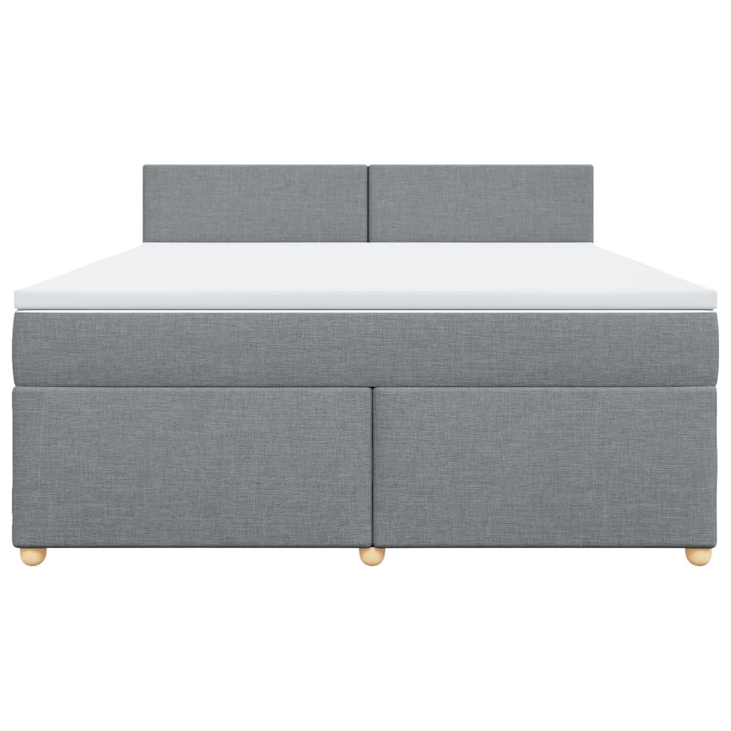 Κρεβάτι Boxspring με Στρώμα Ανοιχτό Γκρι 180x200 εκ. Υφασμάτινο